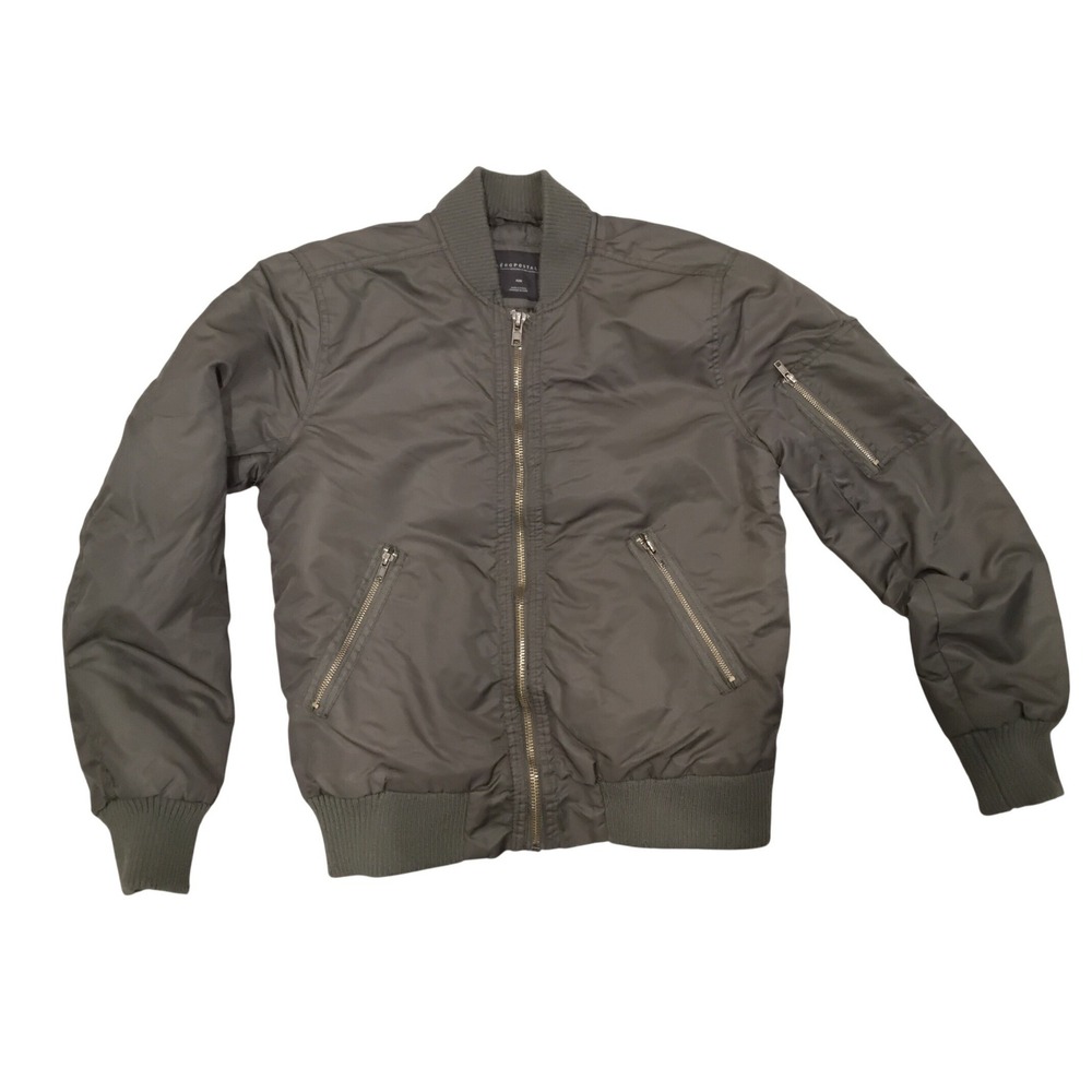 Aeropostale Mens Bomber Jacket Olive Green Full Zip Flight Jacket Size Medium